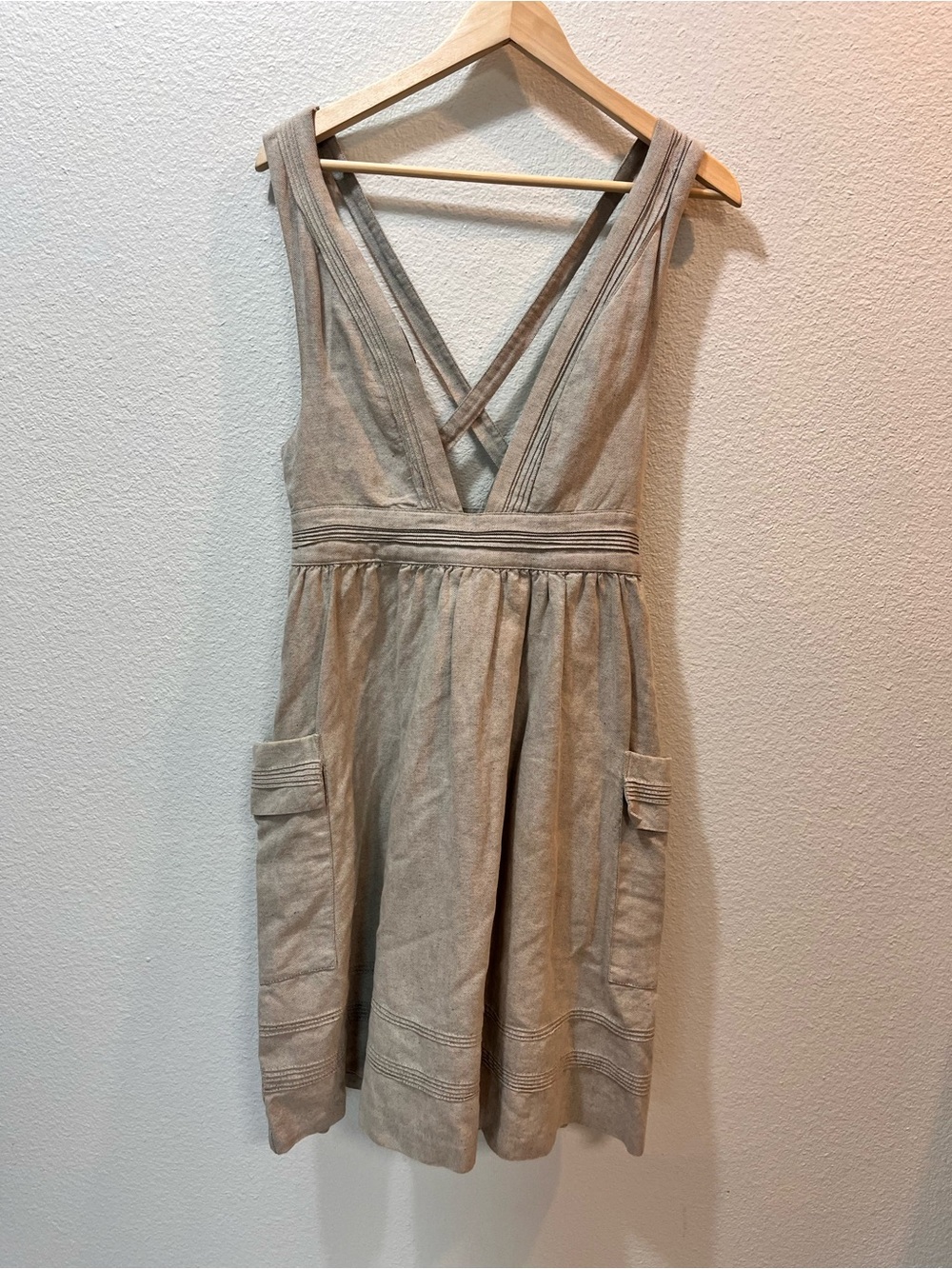 Meadow Rue Taupe Cross-Back Sleeveless Dress Anthropologie
